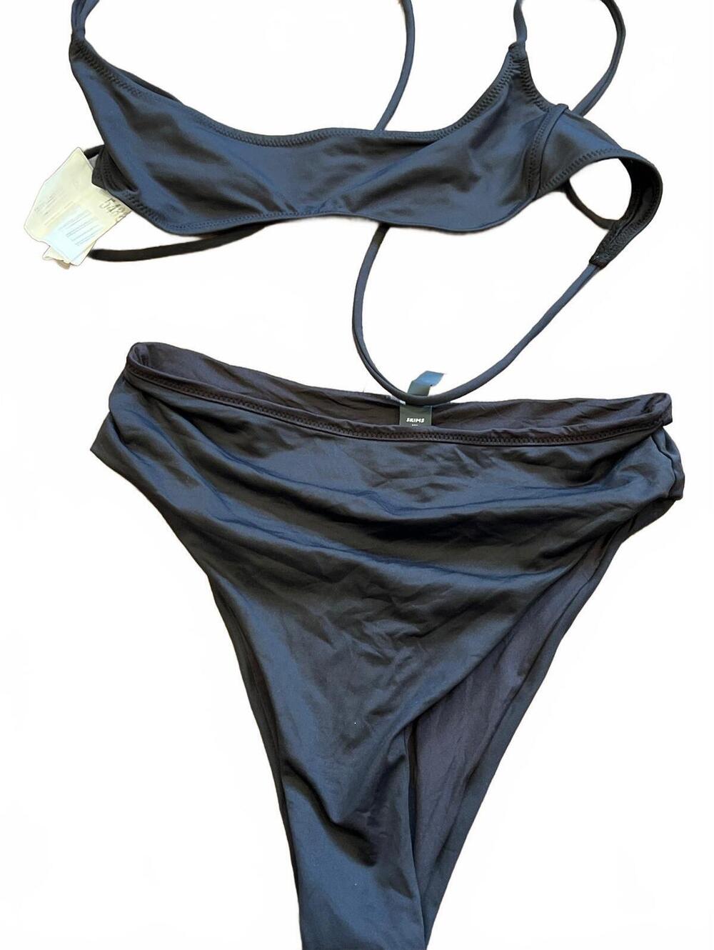 SKIMS Swim Micro Scoop Bikini Top & Signature Swim Mid Waist Bottom ONYX-SET